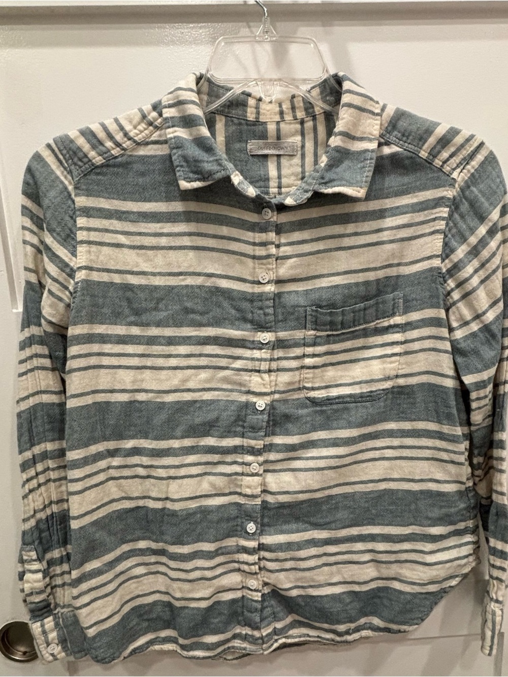 Outerknown Blue & Cream Striped Button-Down Shirt